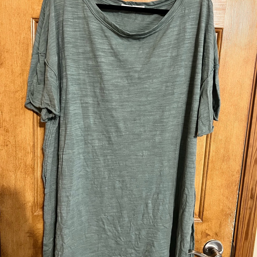 Free People /  We The Free Green Short Sleeve Tee / Tunic length
